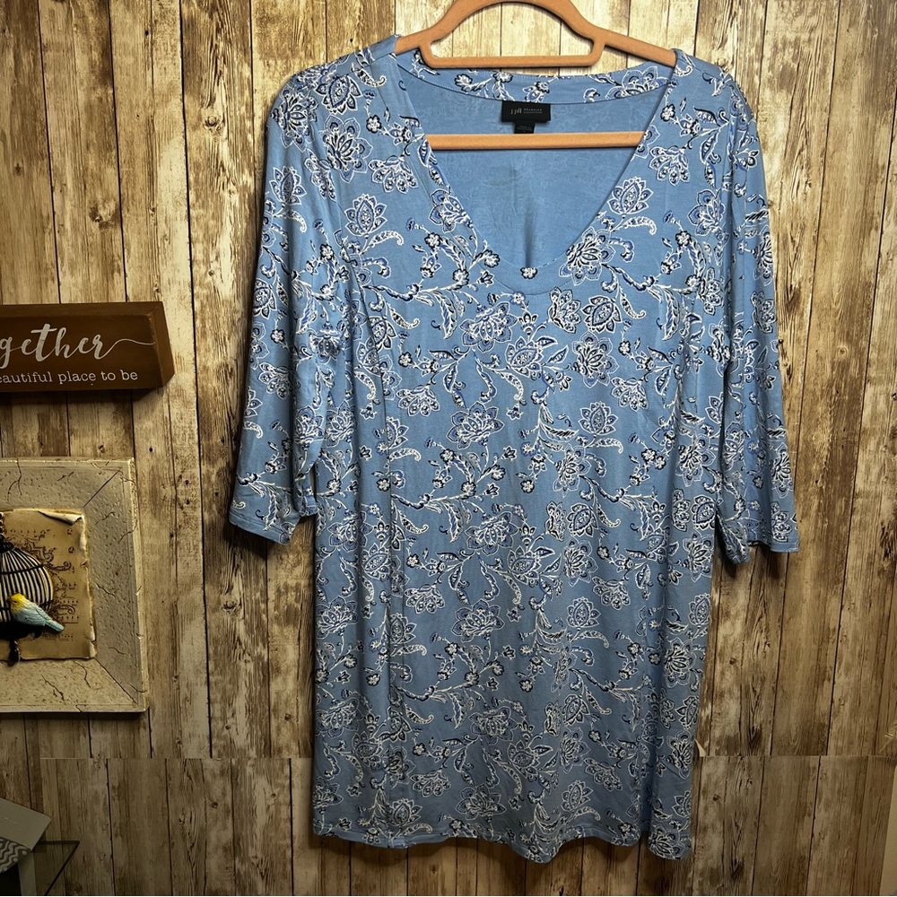 J. Jill Light Blue Paisley Tunic